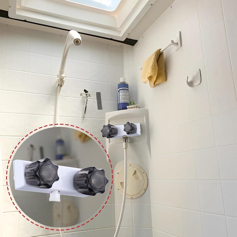 LavishStream RV Shower Faucet, 4" Shower Valve Diverter with Dual Acrylic Control Knobs, Leak-Proof Design for RV Camper Van Travel Trailer Bathroom (Indoor/Outdoor Use), White&Black - Image 4